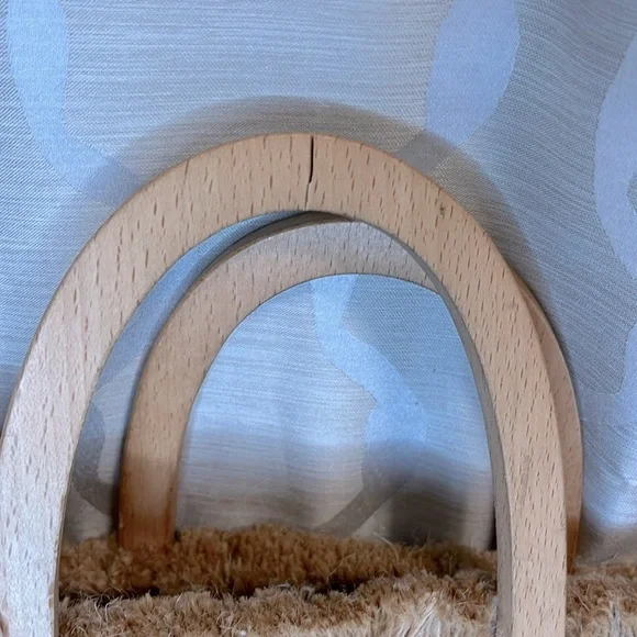 Antik Kraft Jute Boho Handbag Purse Wooden Handles - Picture 6 of 6